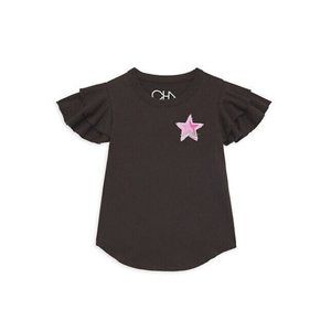 Chaser Little Girl's Star Wings Tee Union Black